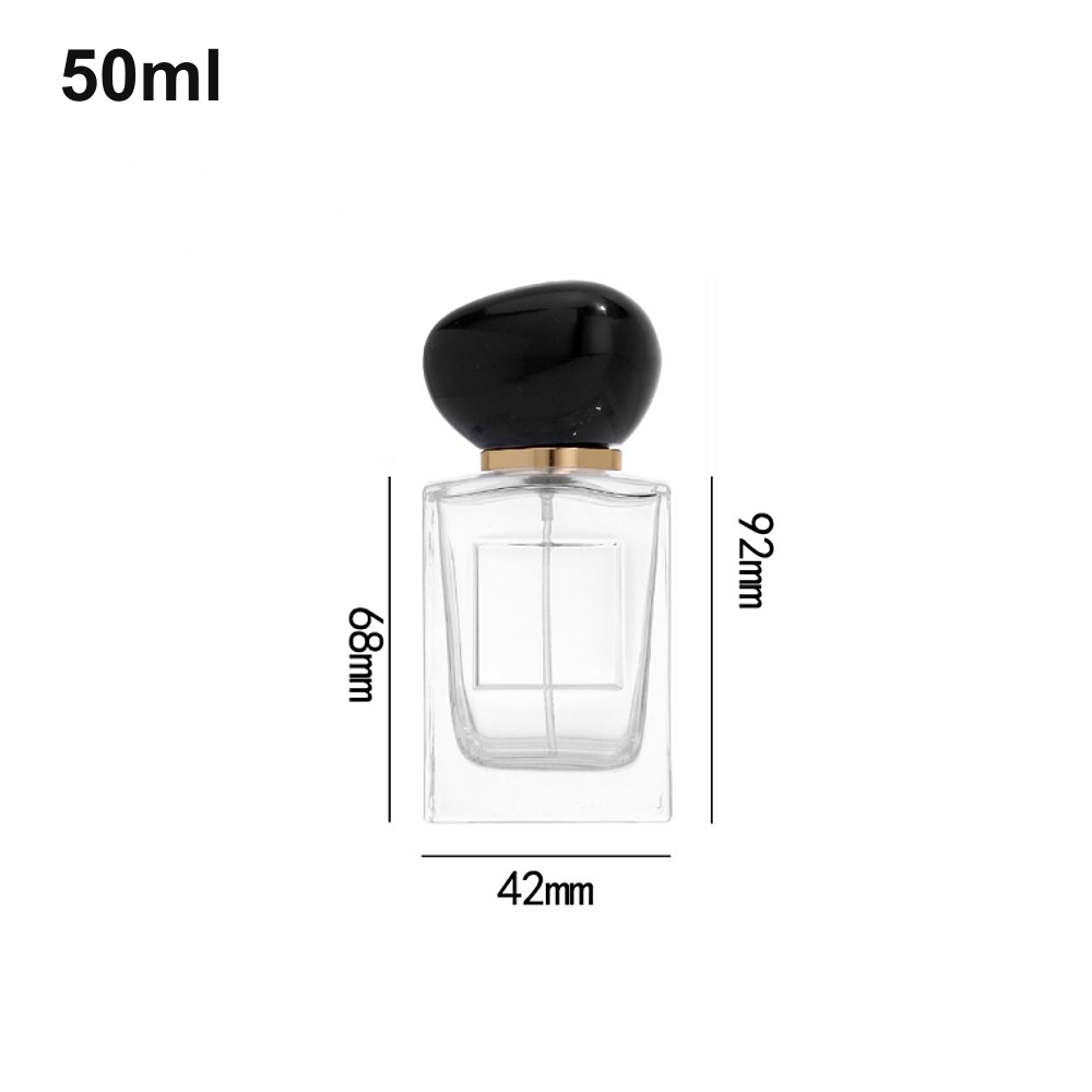 50ml Black Stone-Cap Rectangular Perfume Bottle
