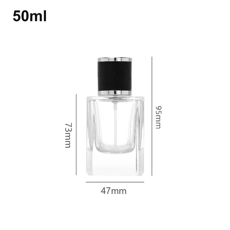 50ml Thick-Base Black-Silver Cap Perfume Bottle