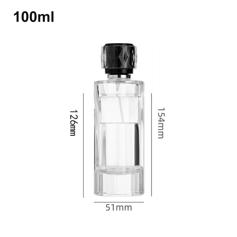 100ml Tiered Cylinder Faceted Black-Cap Perfume Bottle