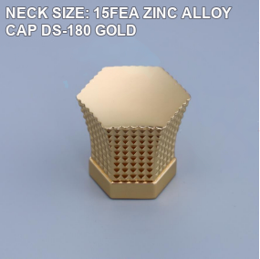 DS-180 15FEA gold textured hexagonal zinc alloy perfume cap