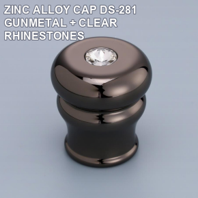 KALIENI DS-281 gunmetal zinc alloy perfume bottle cap with clear rhinestone reference